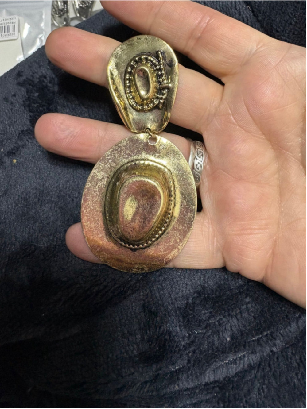 Gold cowboy hats dangle Costume earringd
